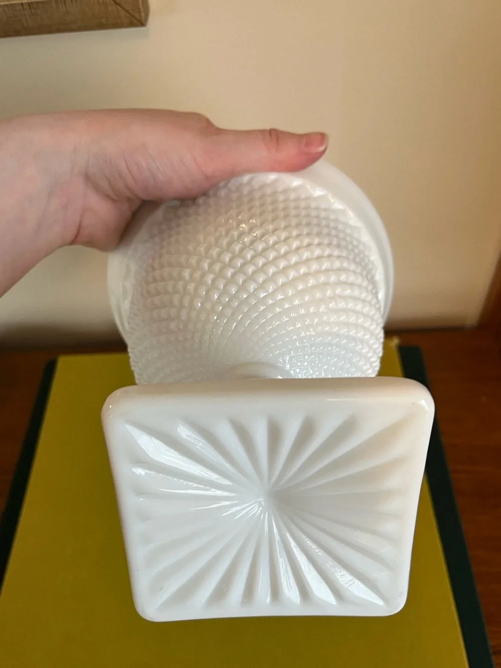White Textured Pedestal Vase - Milk Glass Look